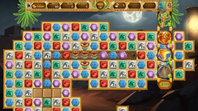 Barra superiore con MOVES 60 e BLUEPRINT 4 sopra una plancia a gradoni sotto la luna